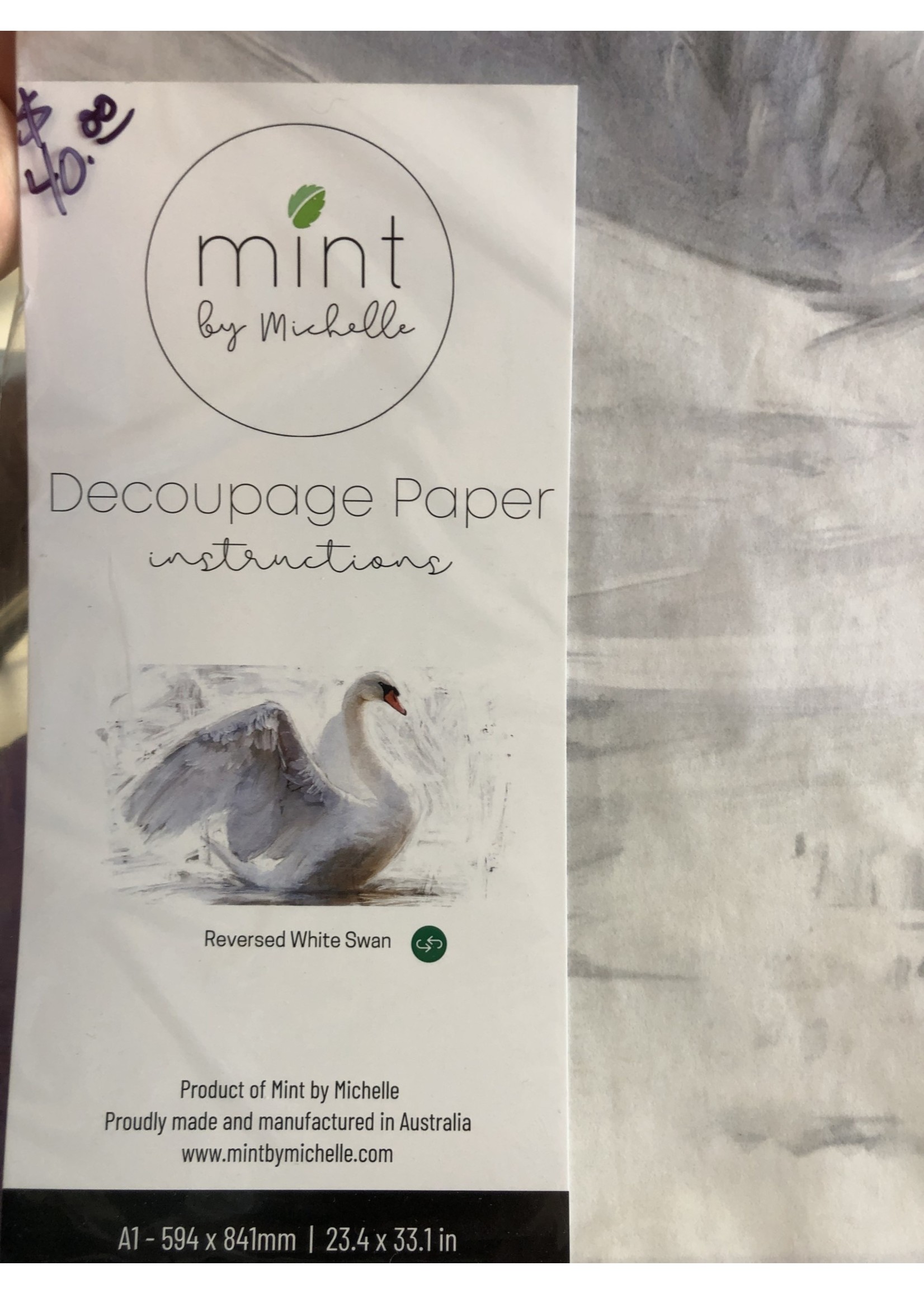Mint by Michelle Large Reversed White Swan Decoupage Mint by Michelle