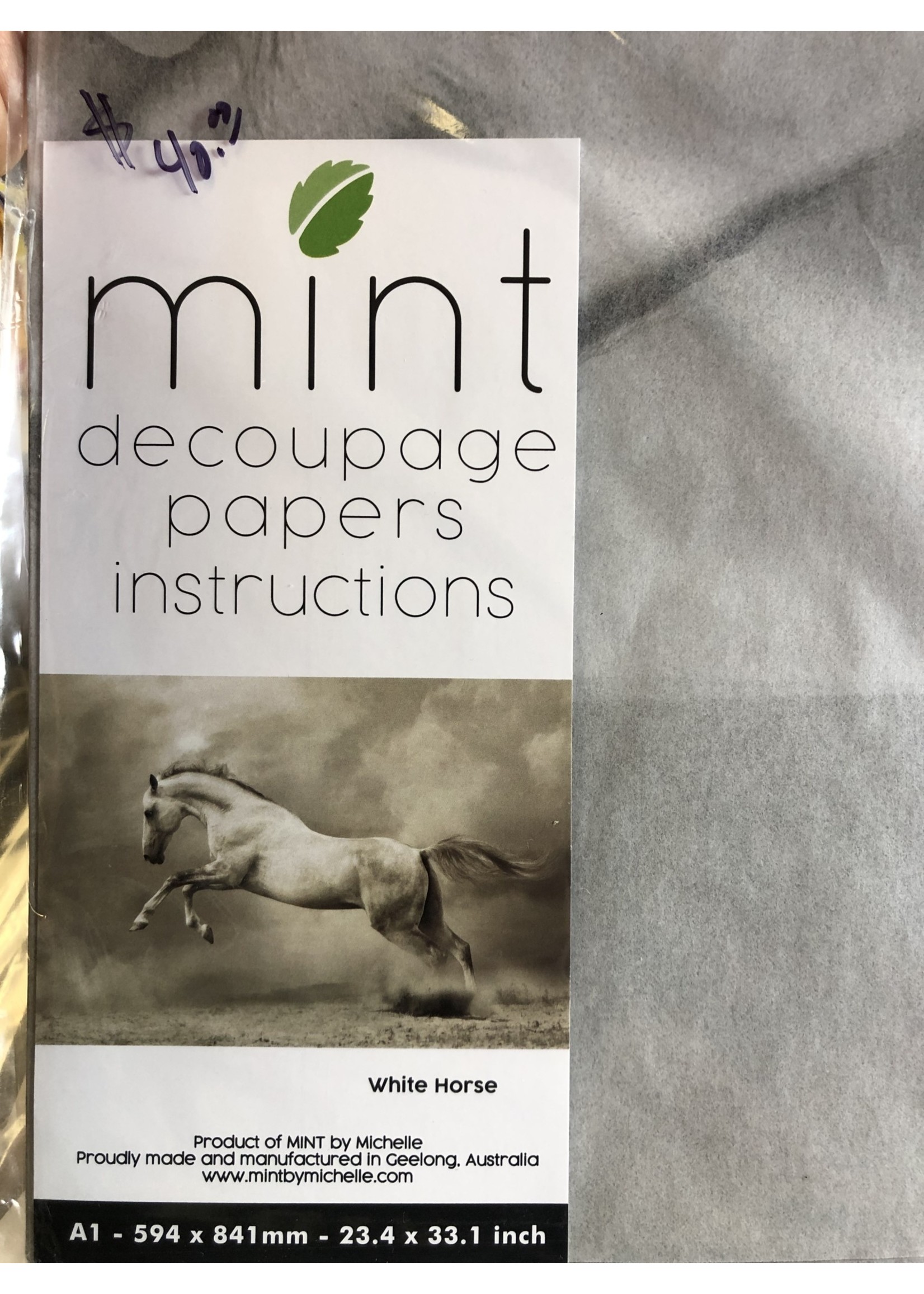 Mint by Michelle Large White Horse  Decoupage Mint by Michelle