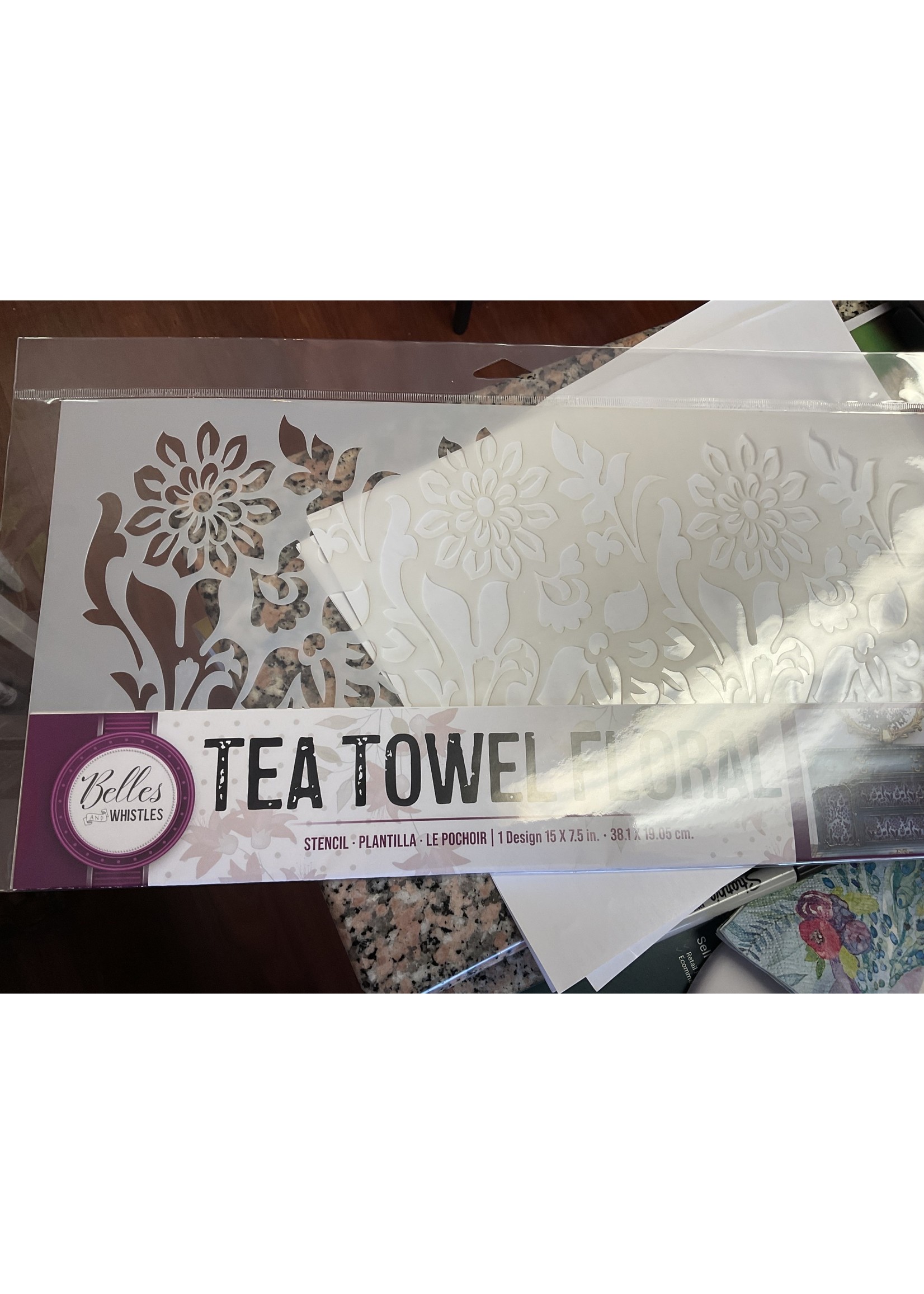 Dixie Belle Decoupage & Stencils Stencil tea towel floral
