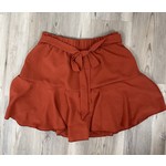 GeeGee Rust Waist Tied Solid Mini Skirt