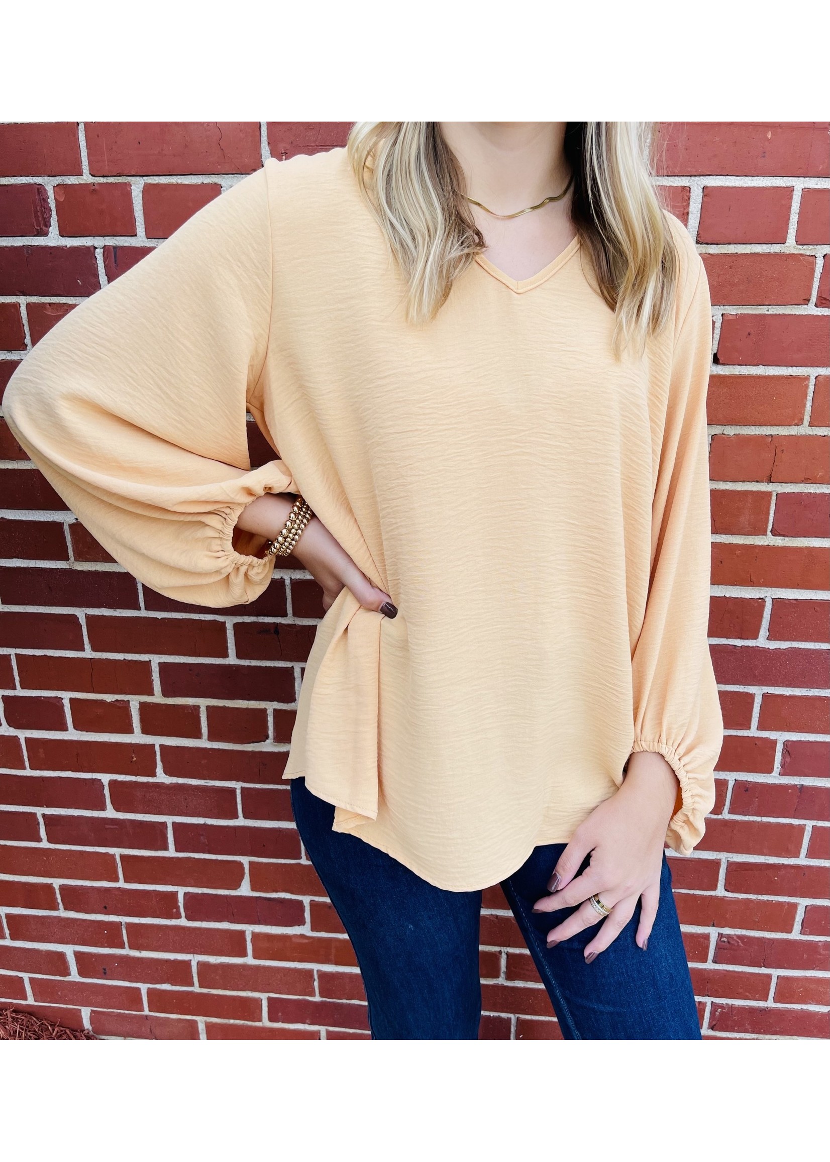 Jodifl V-Neck Top With Long Bubble Sleeves