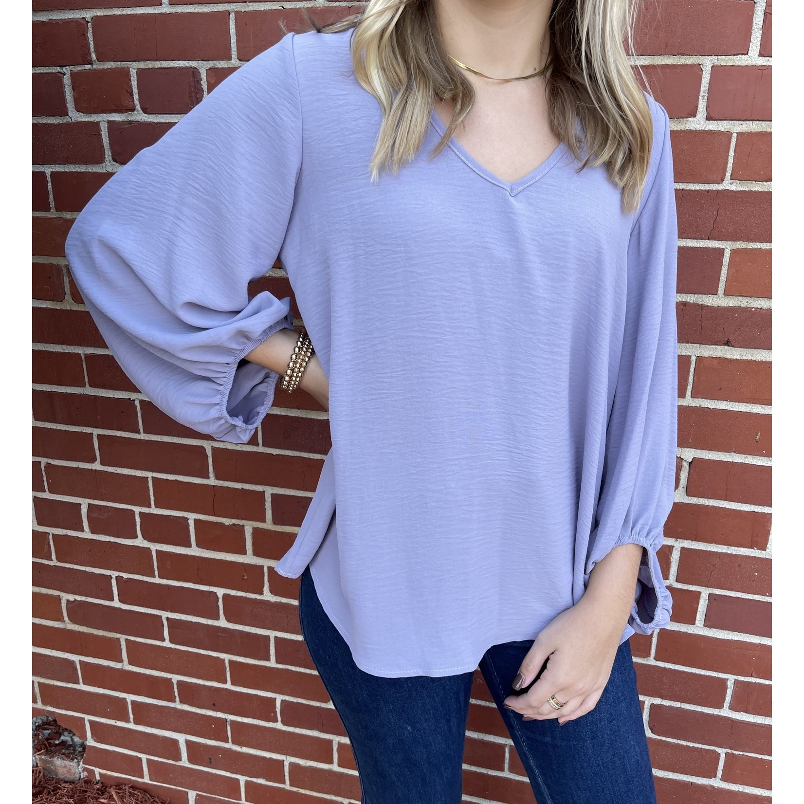 Jodifl V-Neck Top With Long Bubble Sleeves