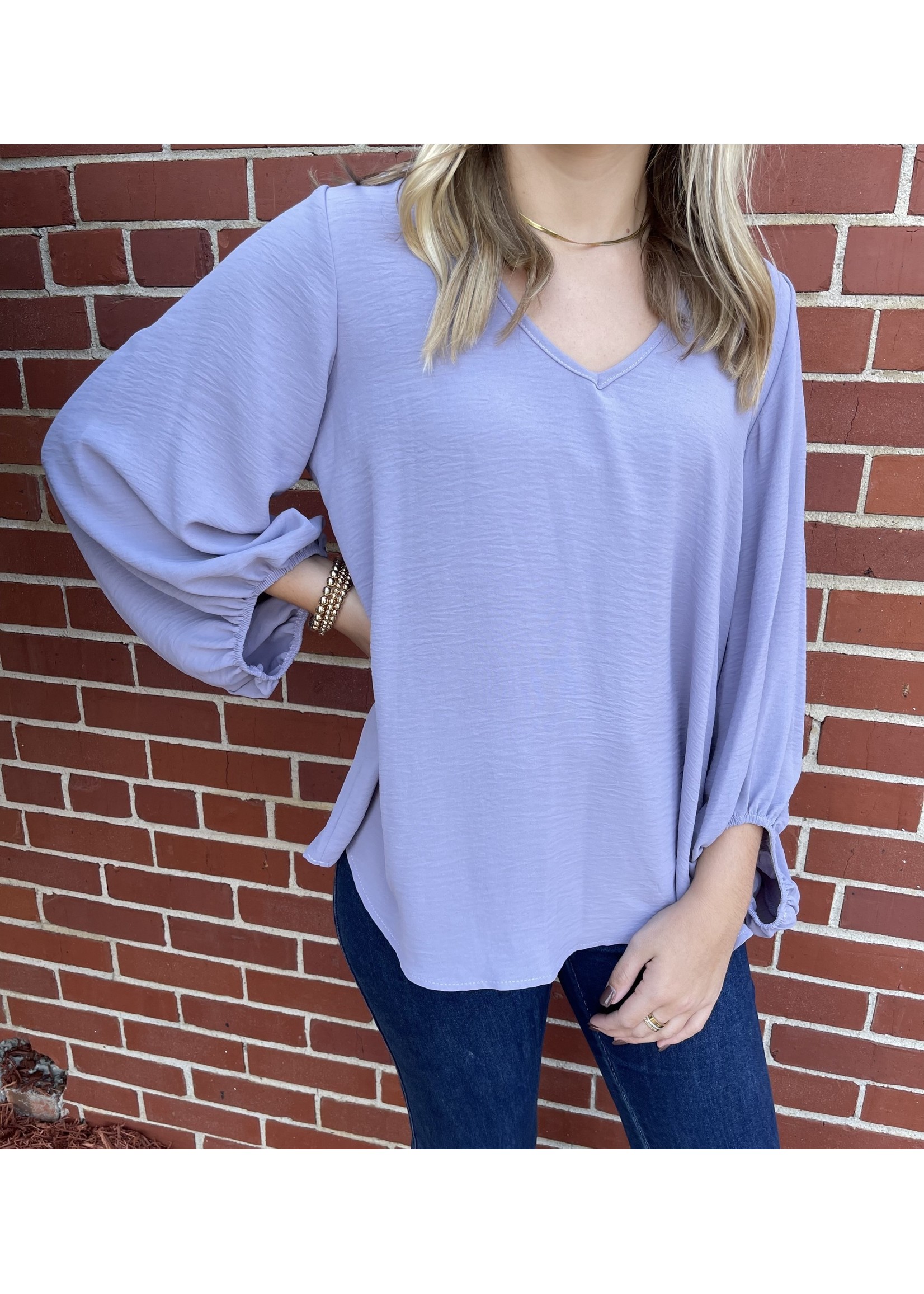 Jodifl V-Neck Top With Long Bubble Sleeves