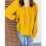 GeeGee Tiered Top with Ruffle Cuff - Mustard