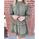 Kentce Tiered Ruffle Dress With Elastic Cuff  Sleeves