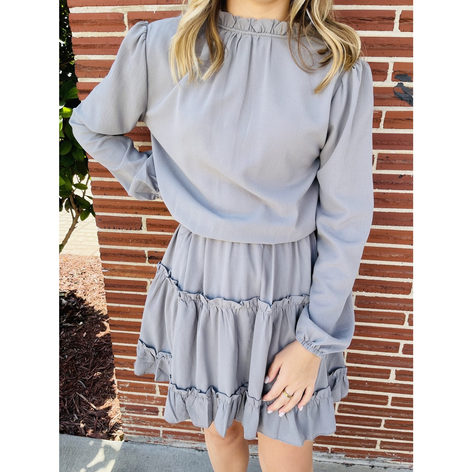 Kentce Tiered Ruffle Dress With Elastic Cuff  Sleeves
