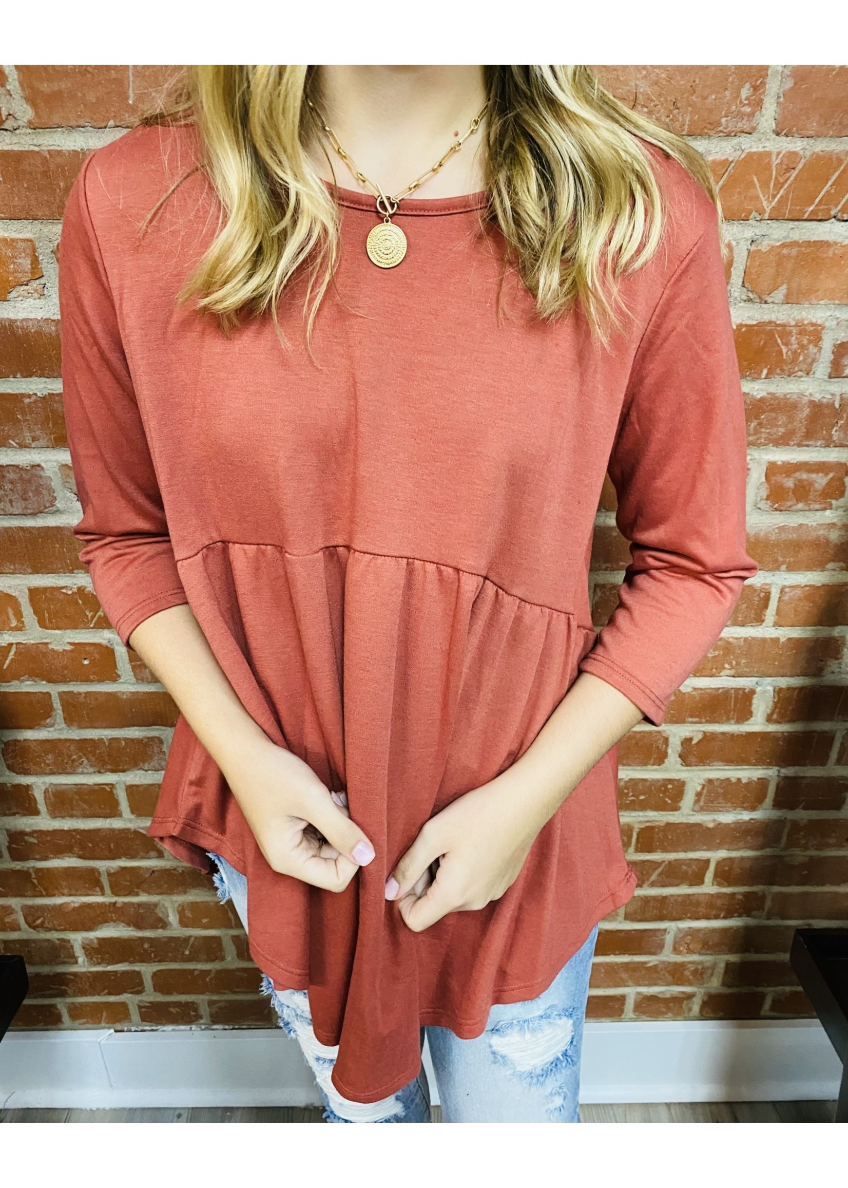 Quarter Sleeve Baby Doll Top