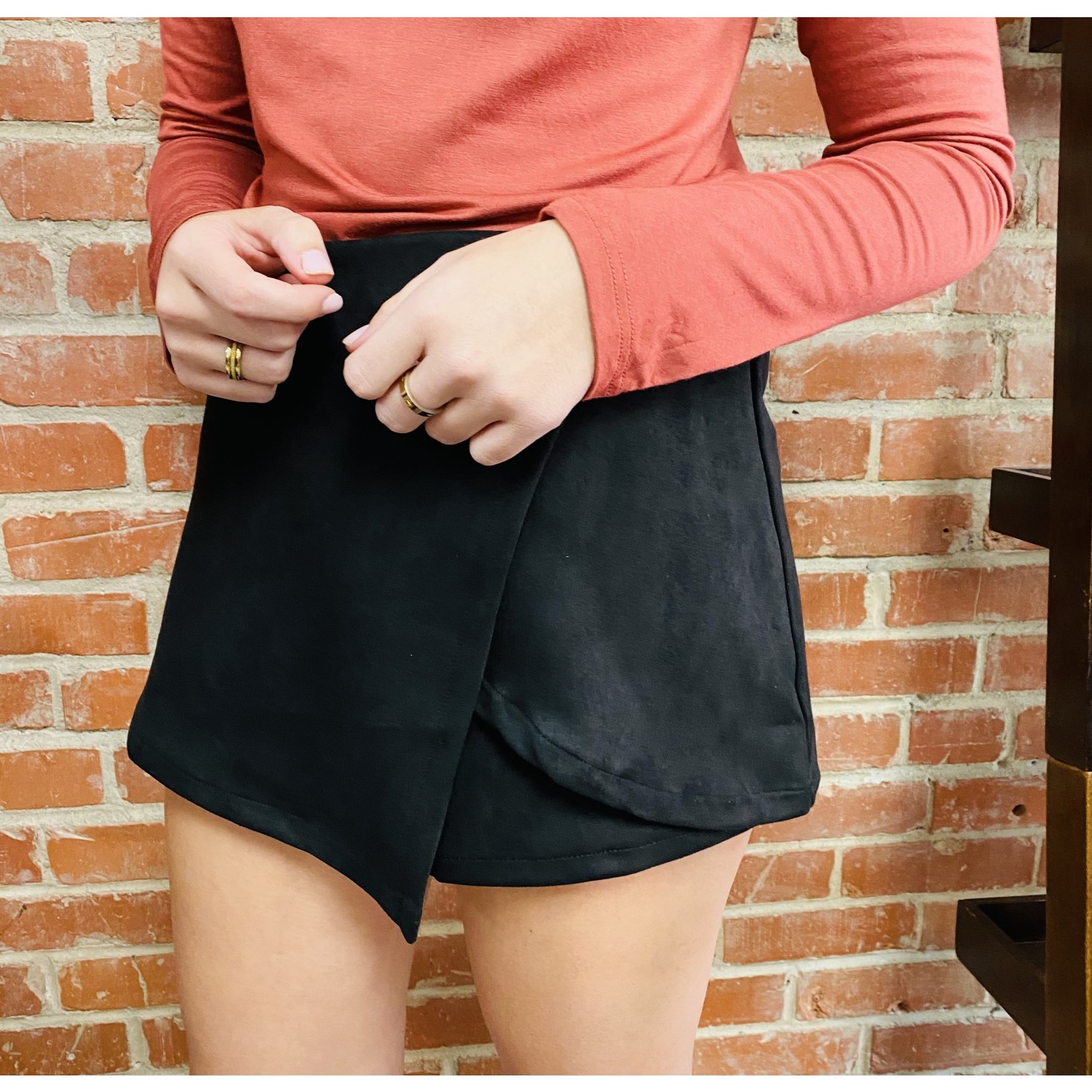 She + Sky Faux Suede Skort With Lining