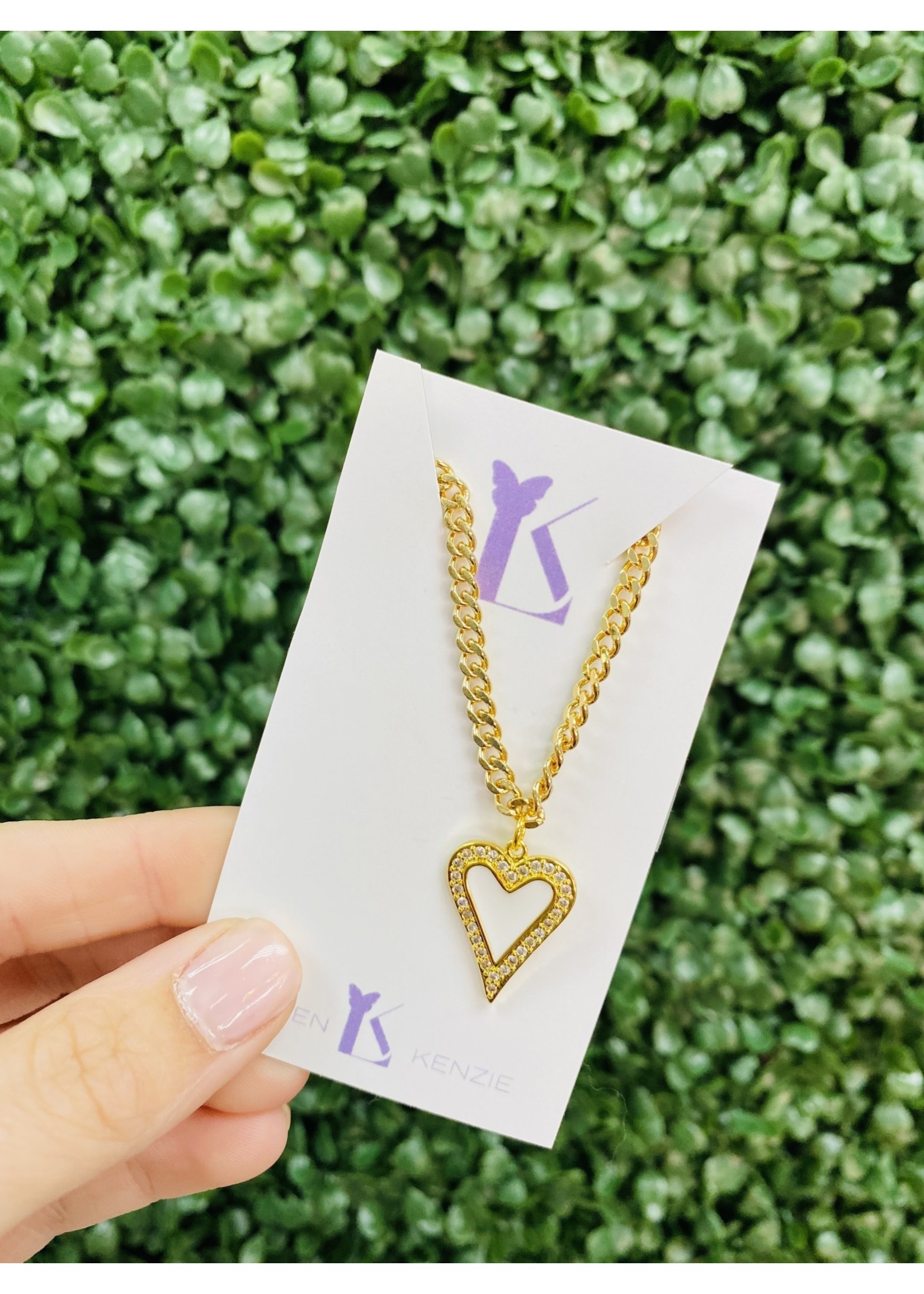 Lauren Kenzie 24 K Gold Plated Necklace With CZ Diamond Heart Pendant