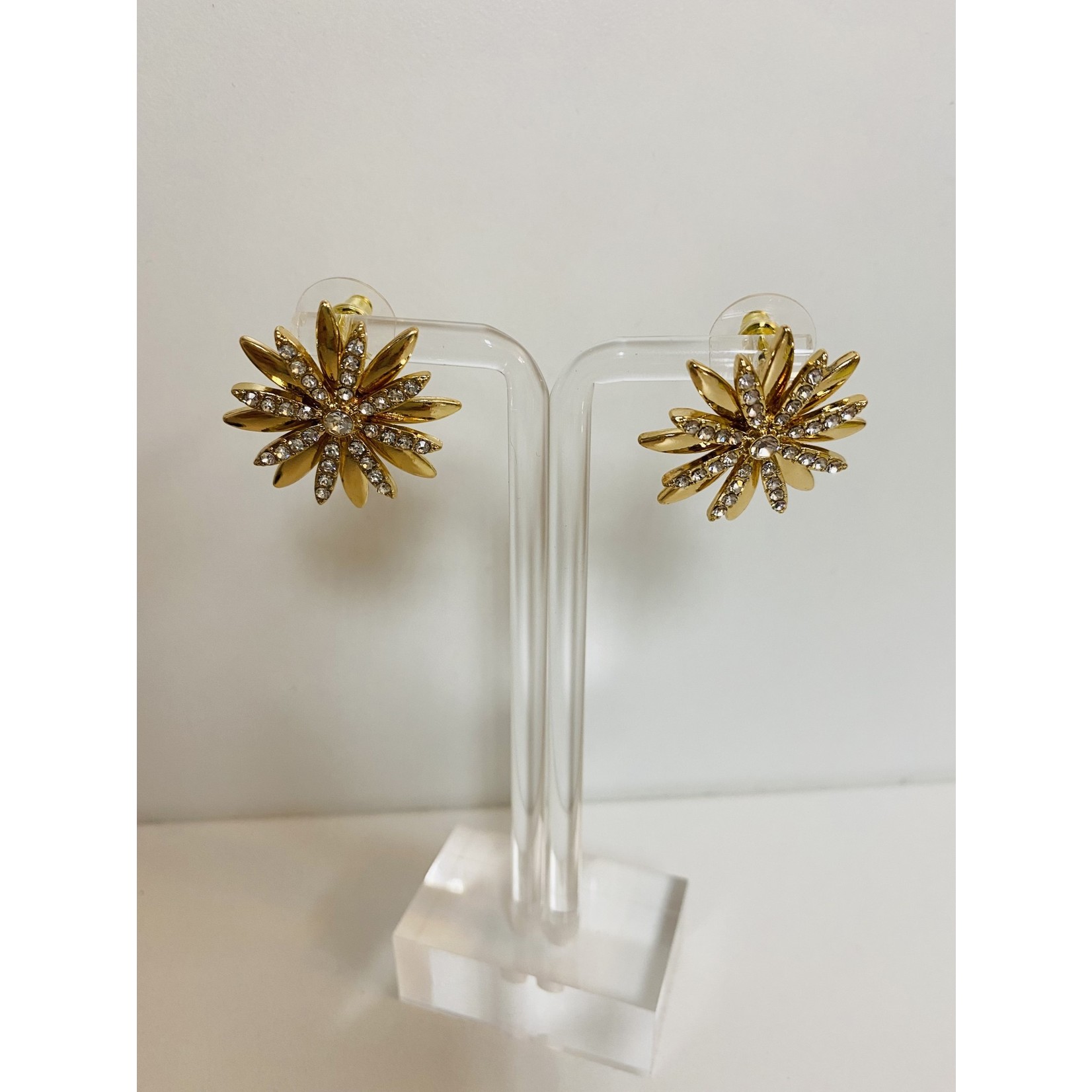 Flower Glass Stone Stud Earrings