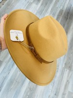Camel Wool Hat With Leather Strap