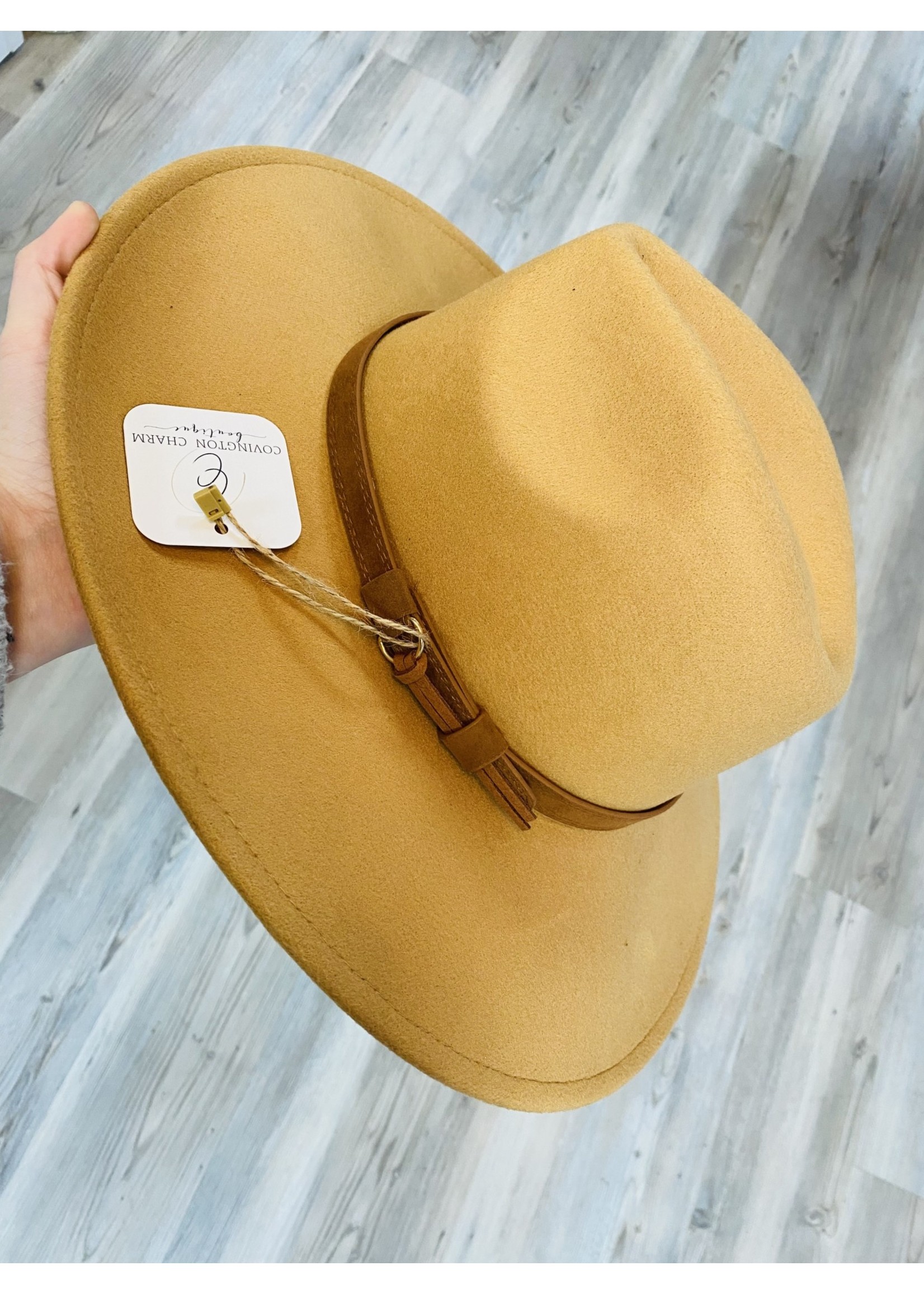 Camel Wool Hat With Leather Strap