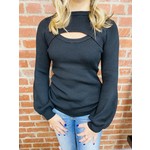 Vine & Love Sweater With Cut Out Detail And Balloon Sleeves
