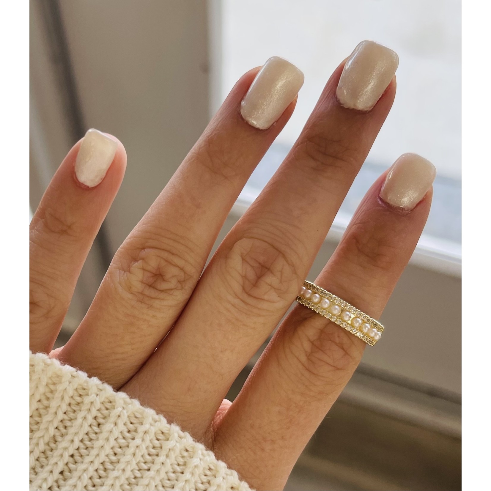 Lauren Kenzie 24 K Gold Plated Pearl Dreams Ring - Adjustable