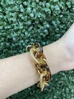 Koko and Lola Tortoise & Gold Resin Chain Link Chunky Bracelet