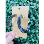 Michelle McDowell Charcoal Tortoise Acrylic Hoop Earrings with Matte Gold Accents