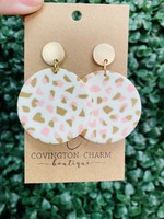 Michelle McDowell Mustard Wild Thing Polymer Clay Circle Drop Earrings