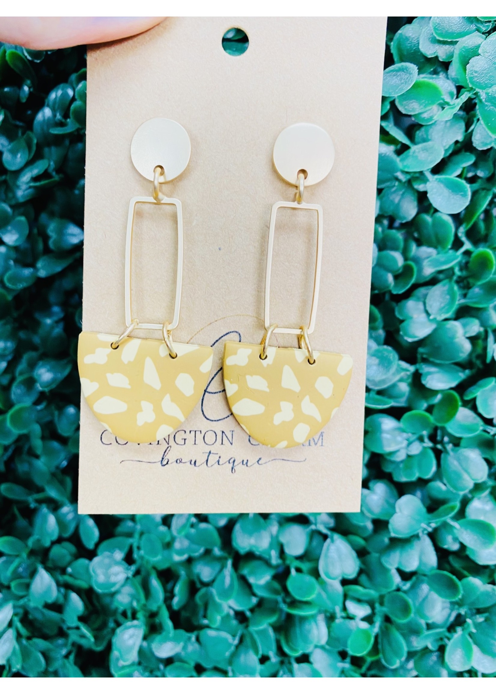 Michelle McDowell Wild Dot Polymer Clay Drop Earrings with Rectangular Accent