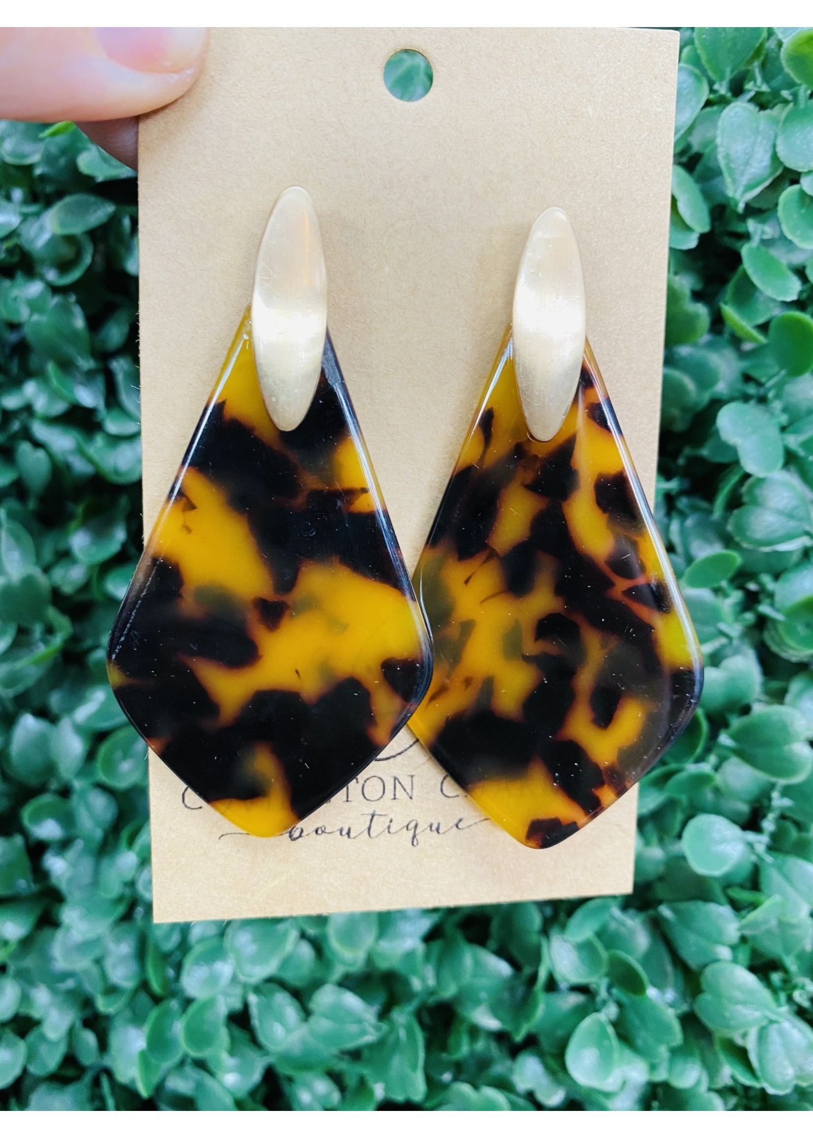 Michelle McDowell Teardrop Acrylic Earrings with Gold Finished Brass Studs