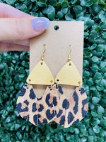 Mustard & Tan Leopard Fringe Earrings