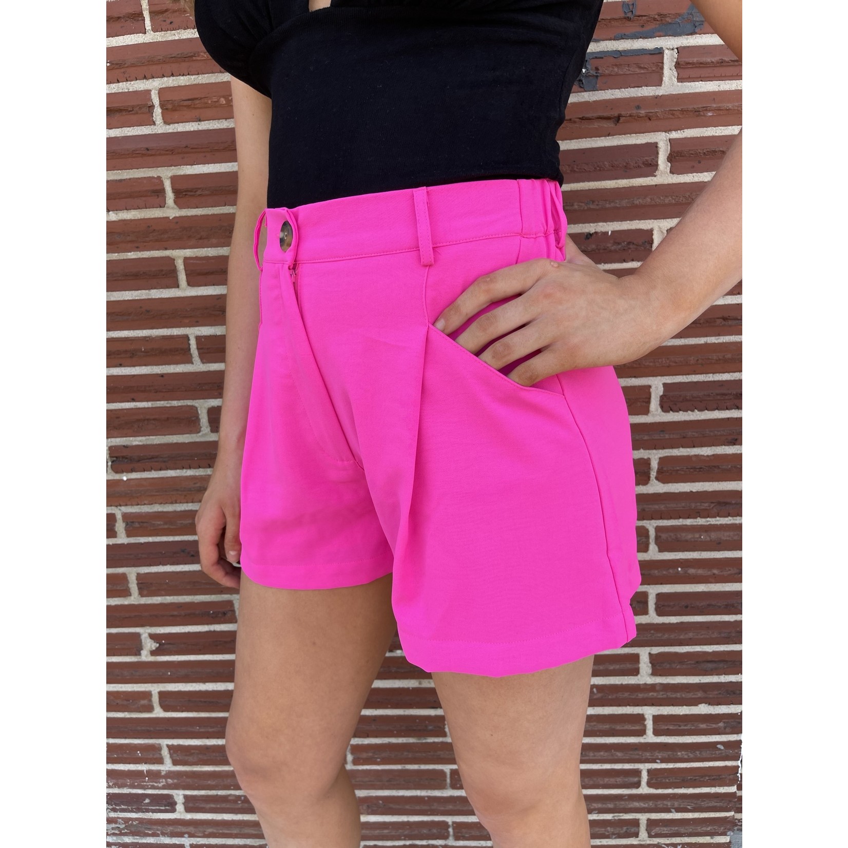 Glam Hot Pink Shorts with Pockets
