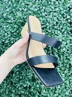 CCOCCI Square Toe Two Strap Black Heel