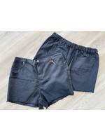 Hayden LA Plus Denim Shorts with Frayed Hem - Black