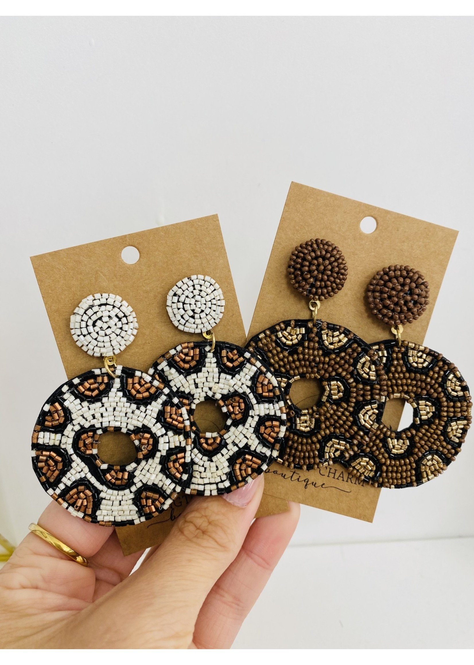 Circle Leopard Bead Earrings