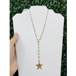 Golden Stella Ivory Beaded Star Y Necklace