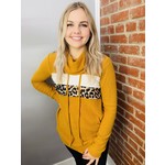 First Love Contrast Panel Top with Cowl Neck - Mustard