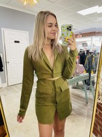 Olive Collared Dress with Cutout