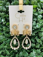 Caroline Hill Briella Embellished Bow Drop Earrings Gold