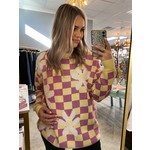 Smiley Flower on Chessboard Design Sweater
