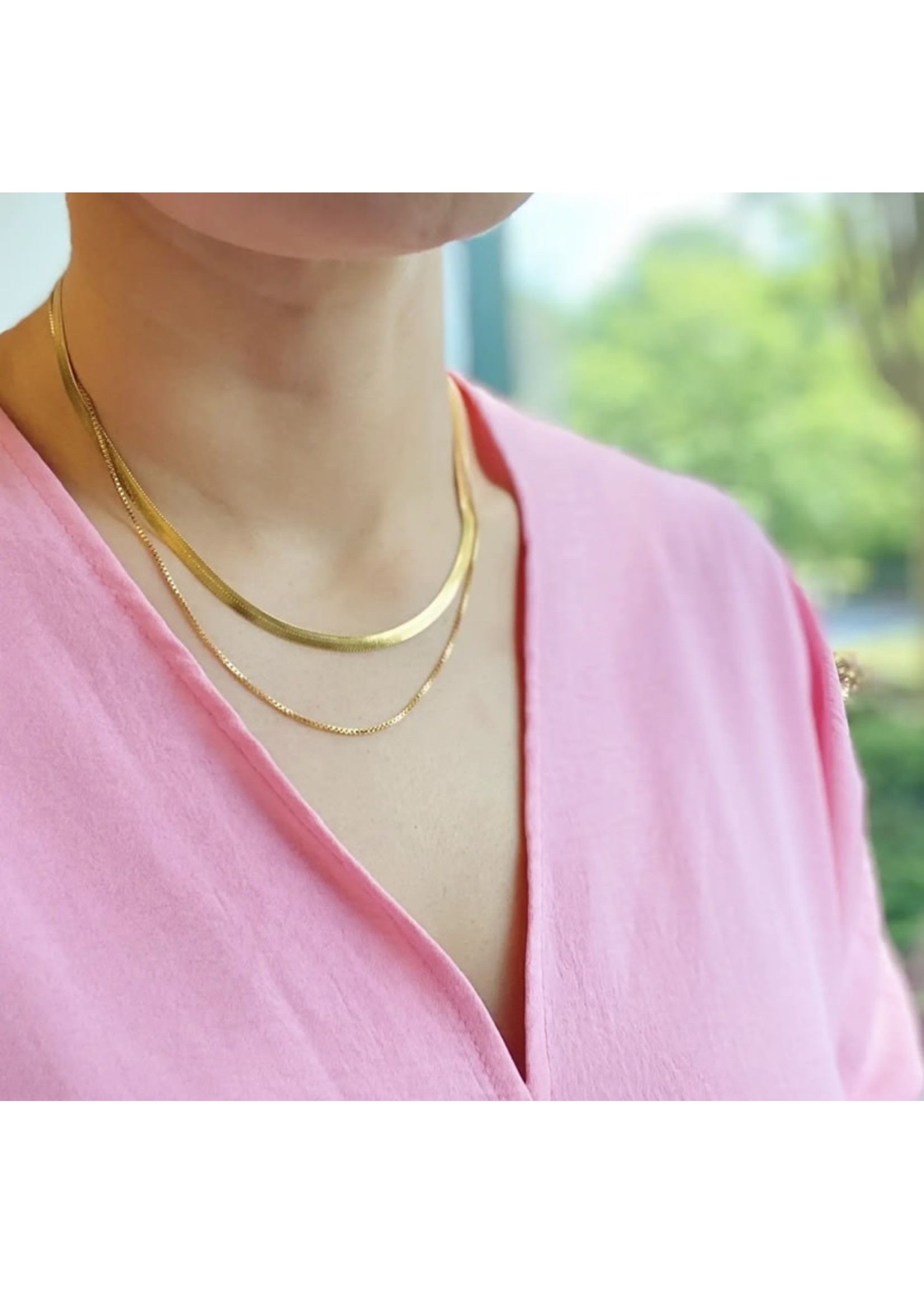 Ellison+Young Layered Herringbone Chain Necklace