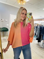 She + Sky Colorblock Loose Fitting Top