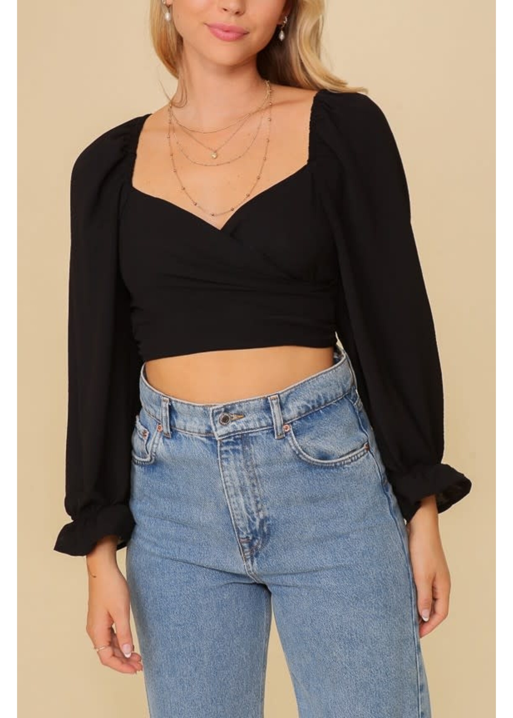 Surplice Crop Top w/Back Smocking