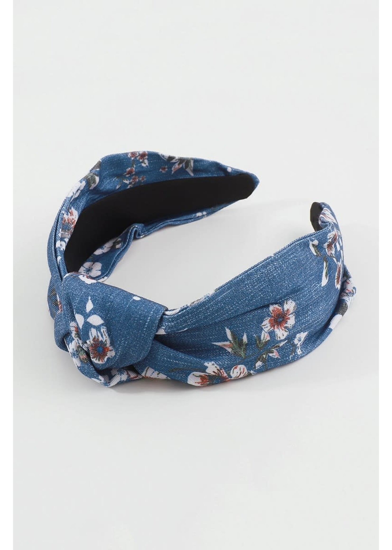 Blue Flower Top Knot Headband