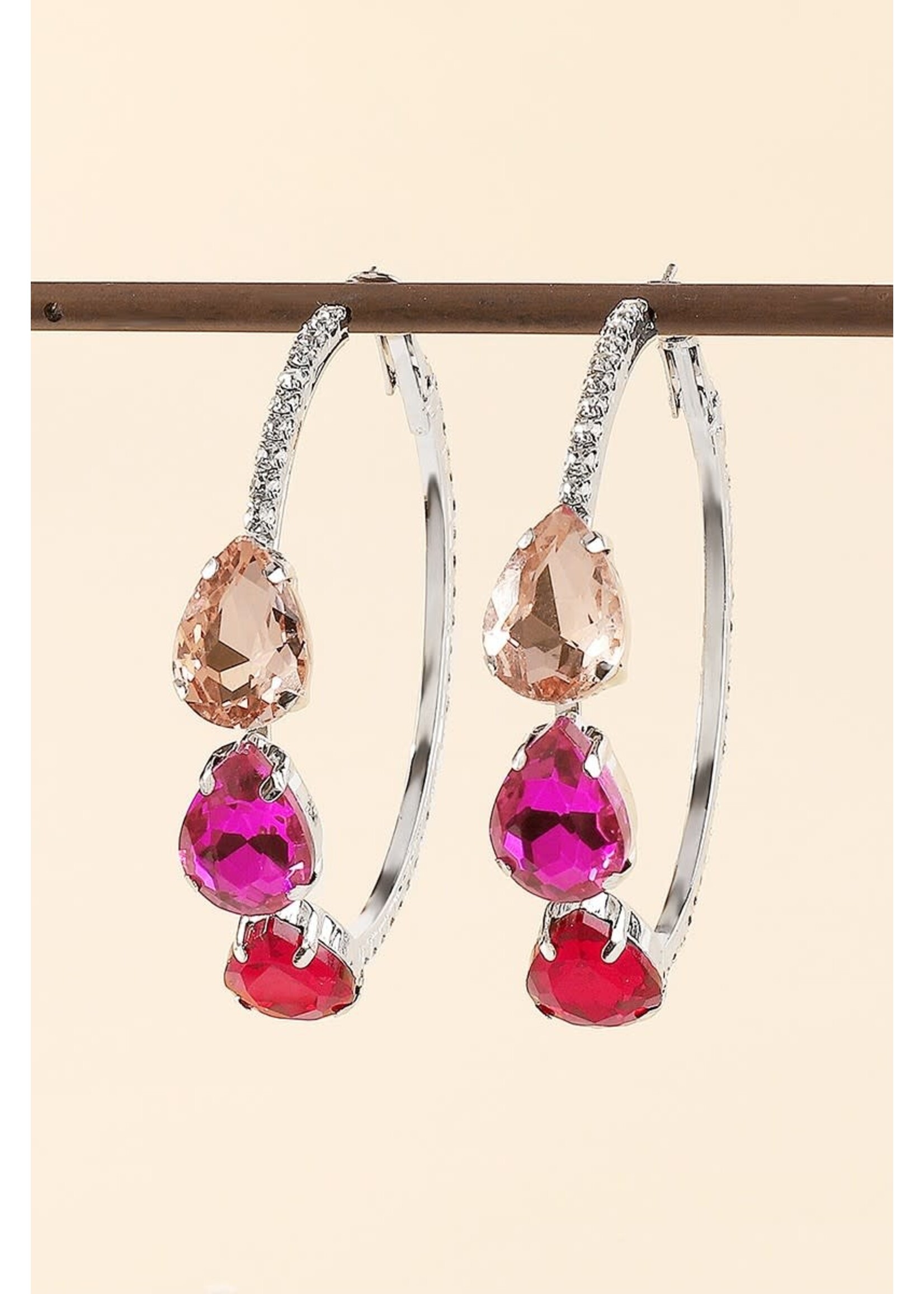 Large Color Rhinestone Hoop Earrings