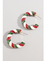 Christmas Metal C-shaped Hoop Earrings