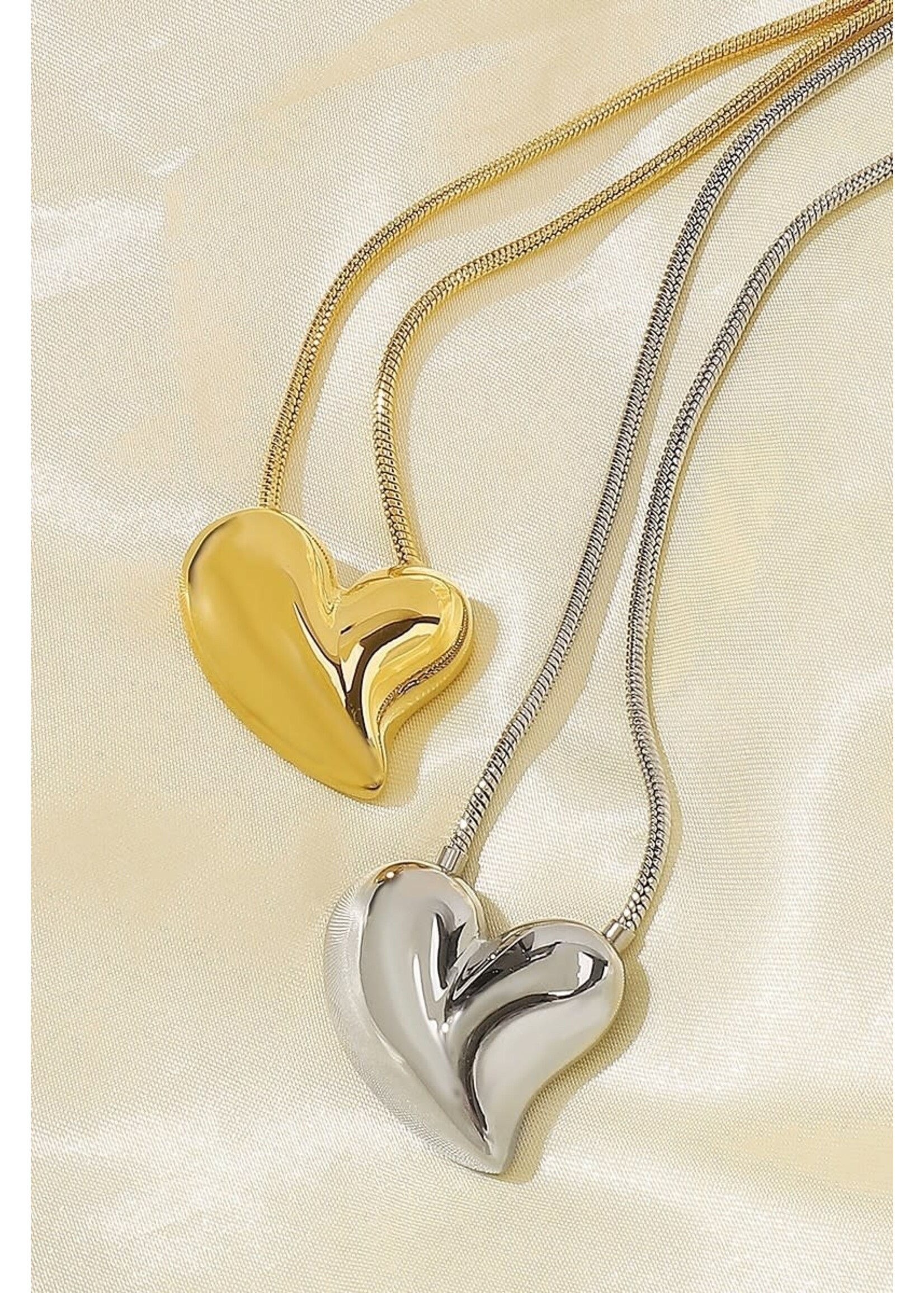 Stainless Steel Bubble Heart Pendant Necklace
