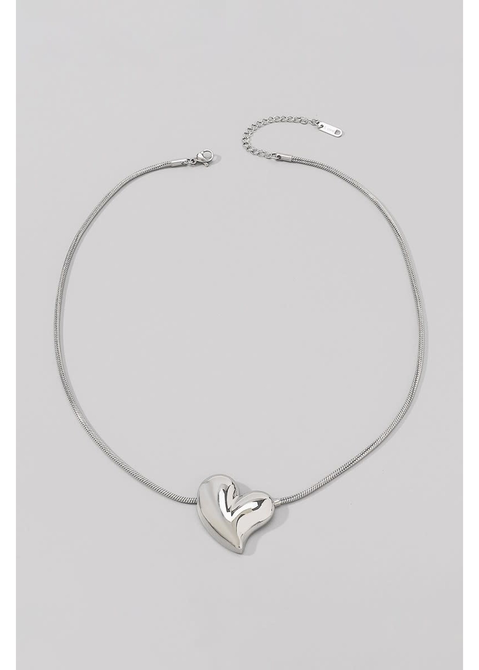 Stainless Steel Bubble Heart Pendant Necklace