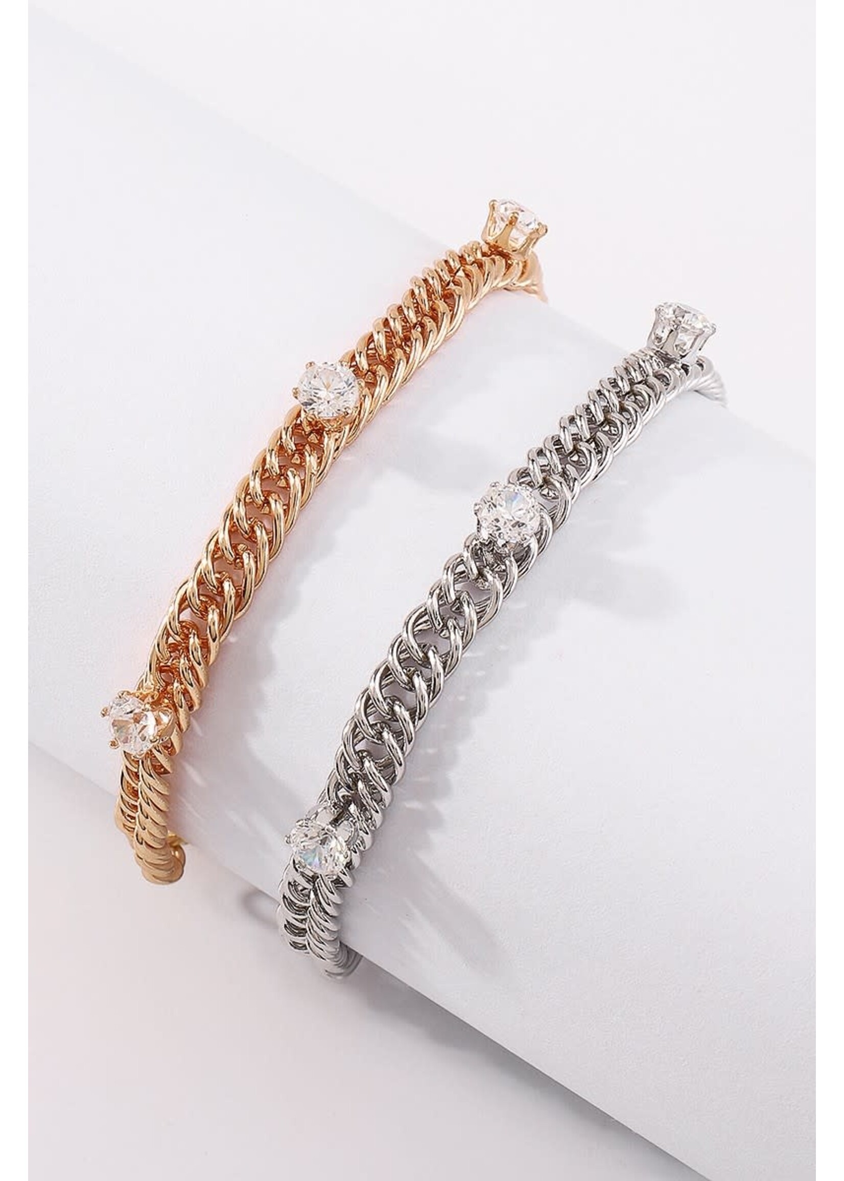 Charm Rhinestone Link Chain Bracelet