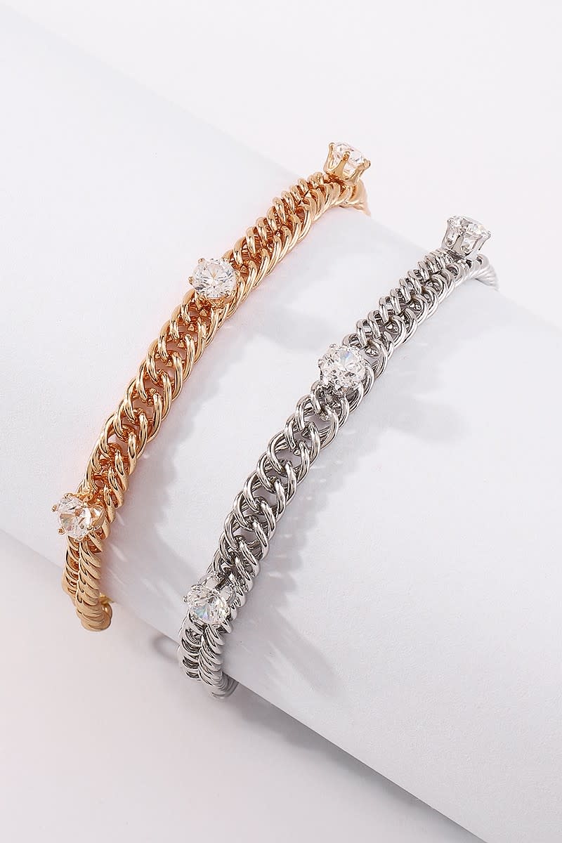 Charm Rhinestone Link Chain Bracelet - COVINGTON CHARM