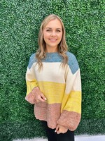 Stripe Bubble Sleeve Oversized Sweater