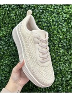 Beige/Raffia Woven Platform Sneakers