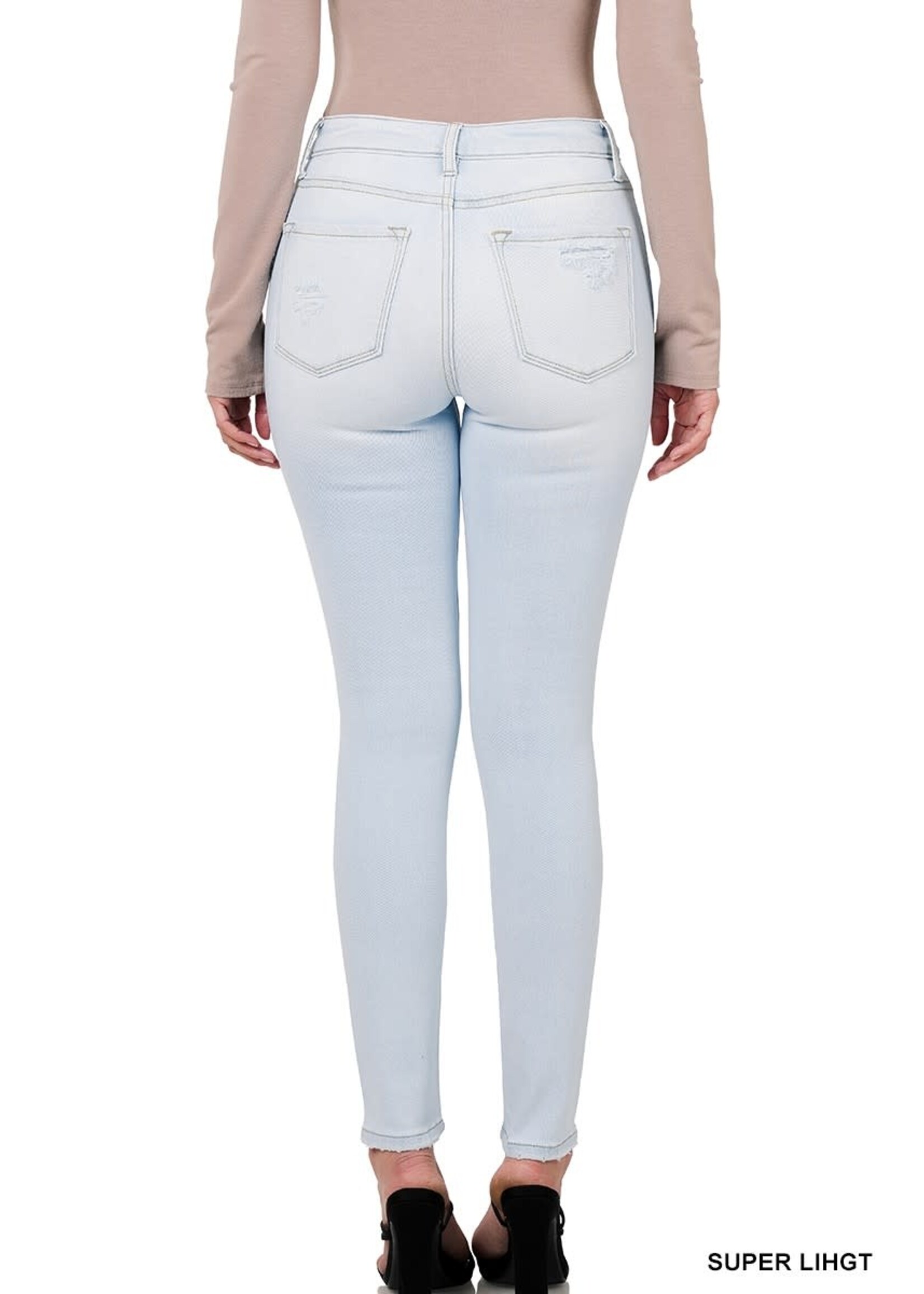 Zenana Super Light Distressed Skinny Jeans