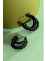 Black Twisted Style Hoop Earrings