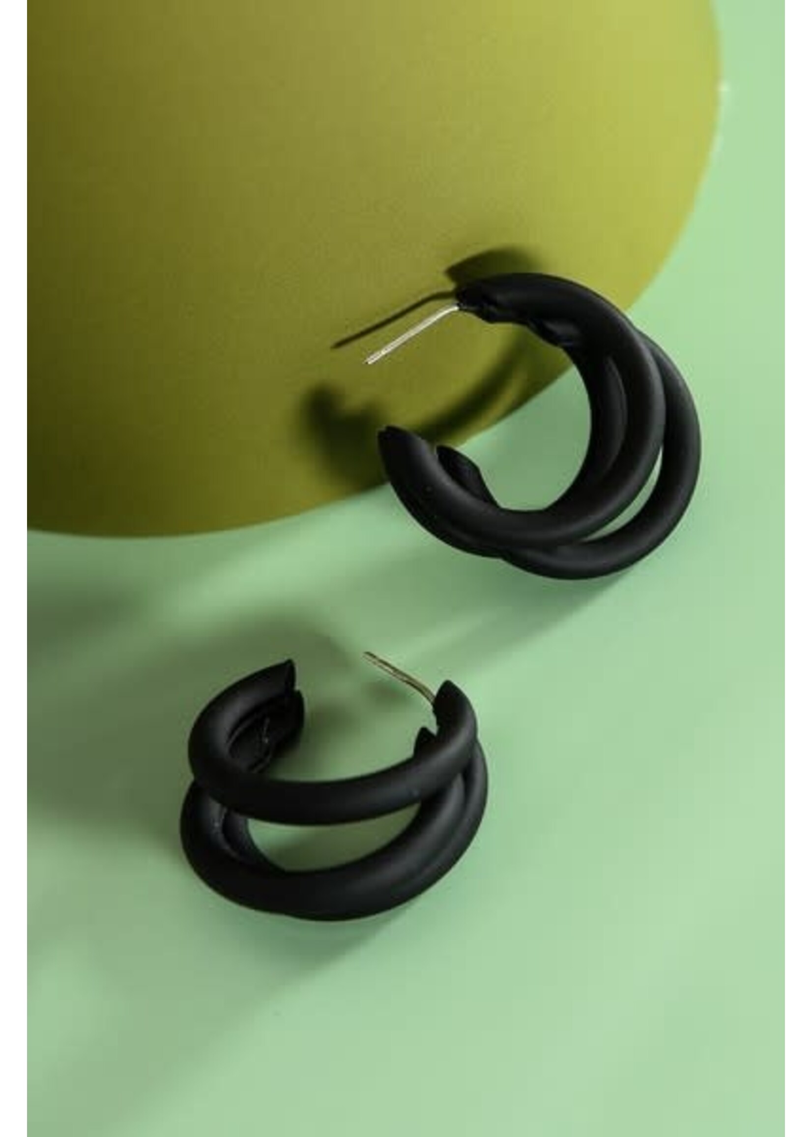 Black Twisted Style Hoop Earrings