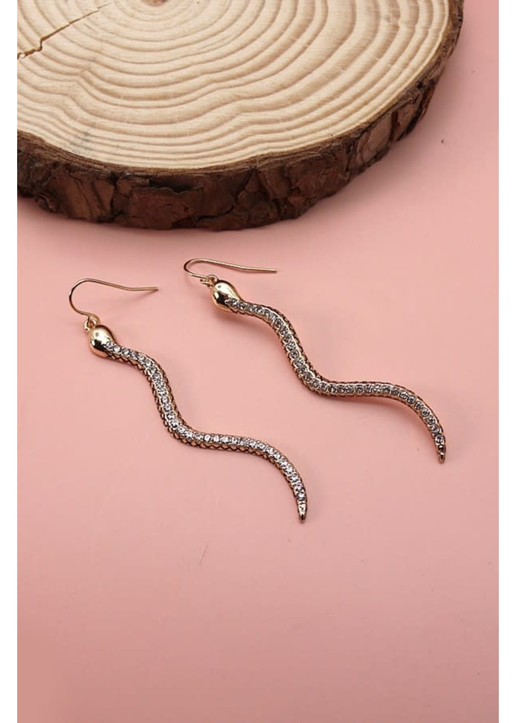 Rhinestone Snake Drop Earrings