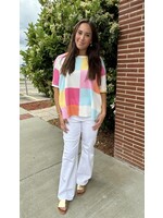Spring Multi Checkered Top w/Side Slits